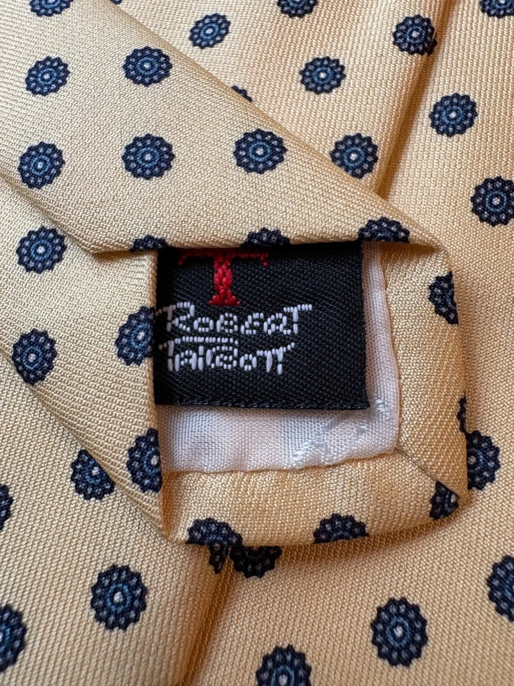 Talbott Silk Tie Schupp & Snyder Louisville Yellow Navy Geometric